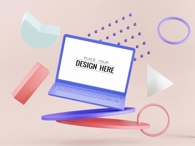 Notebook With Workspace Mockup Psd