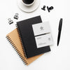 Notebooks And Visit Card Mockup With Black And White Elements On White Background Psd