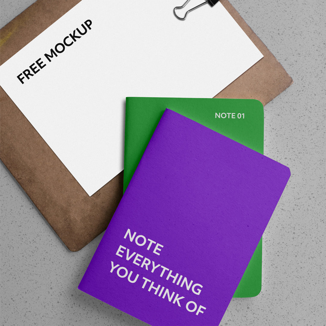 Notebooks With Clipboard Mockup