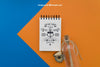 Notepad And Bottle Psd