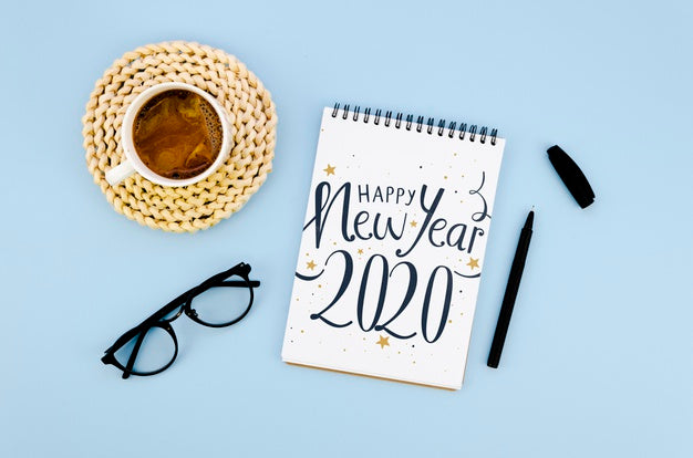 Notepad Mock-Up And Cup Of Coffee Top View Psd