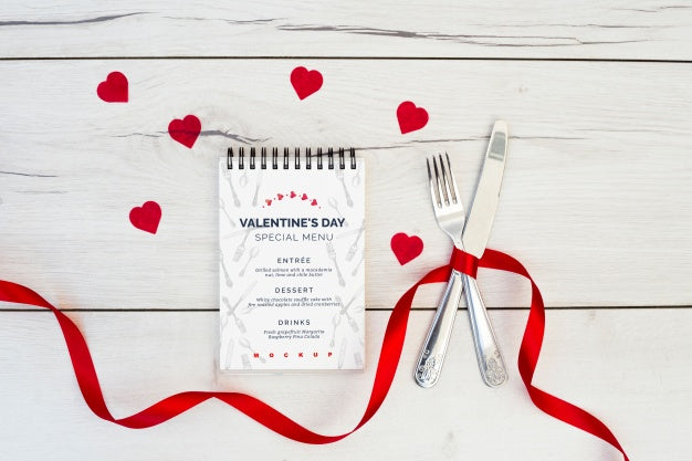 Notepad Mockup For Valentines Menu Psd