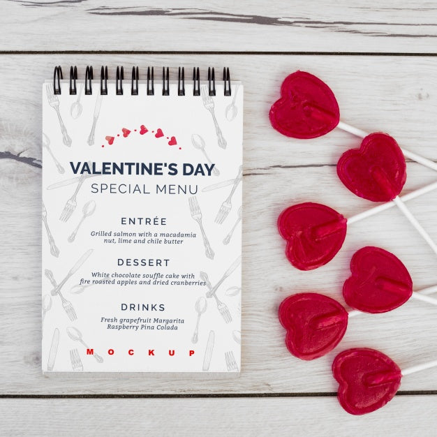 Notepad Mockup For Valentines Menu Psd