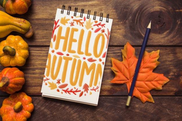 Notepad Mockup With Autumn Concept Psd