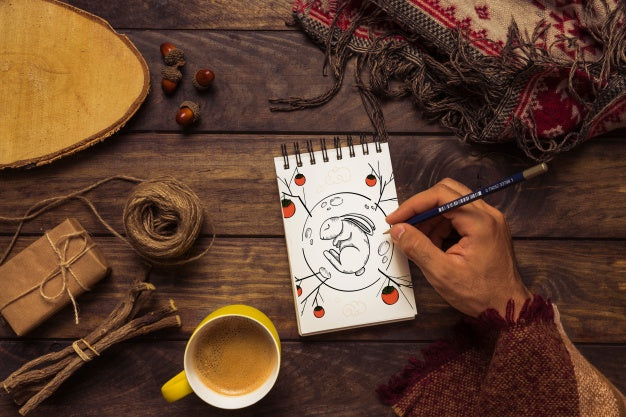 Notepad Mockup With Autumn Concept Psd