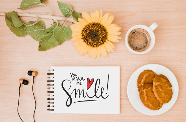 Notepad Mockup With Breakfast Concept Psd