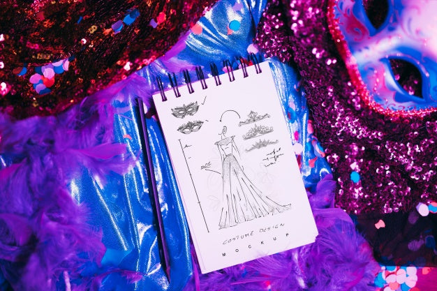 Notepad Mockup With Carnival Concept Psd