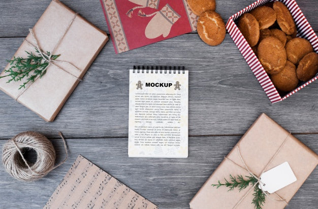 Notepad Mockup With Christmas Concept Psd