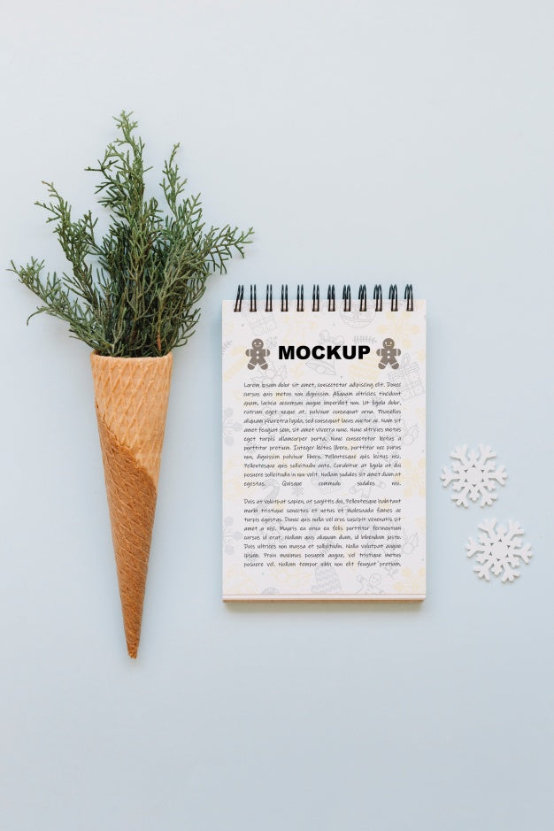 Notepad Mockup With Christmas Concept Psd