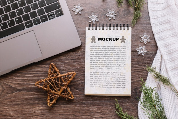 Notepad Mockup With Christmas Concept Psd