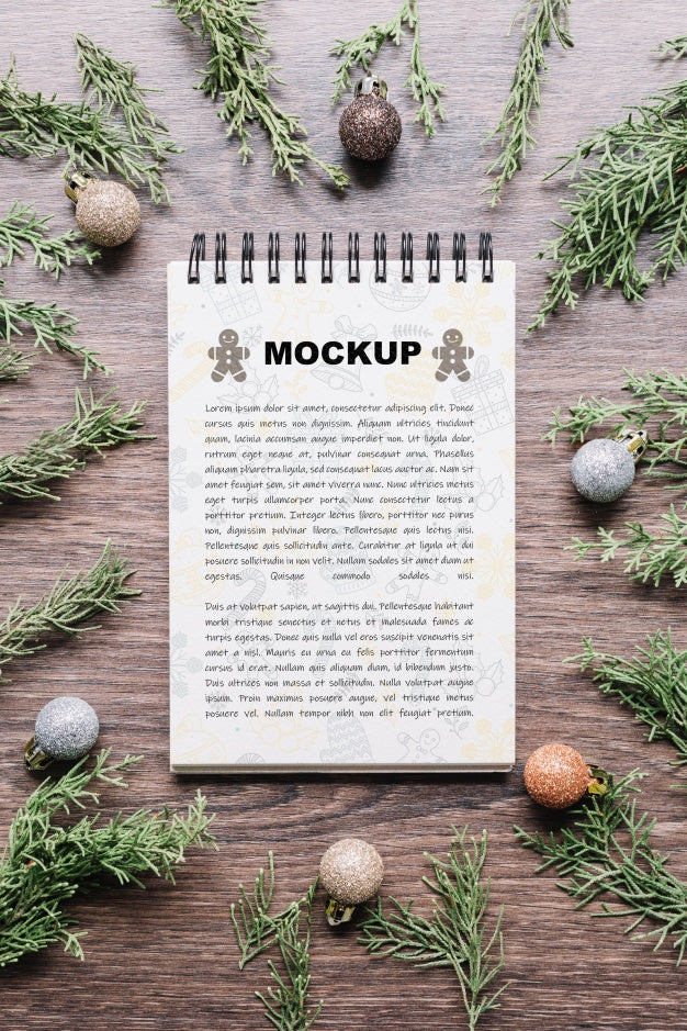 Notepad Mockup With Christmas Concept Psd