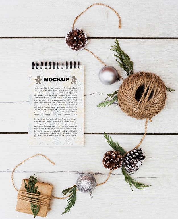 Notepad Mockup With Christmas Concept Psd
