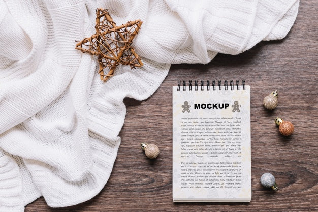 Notepad Mockup With Christmas Concept Psd