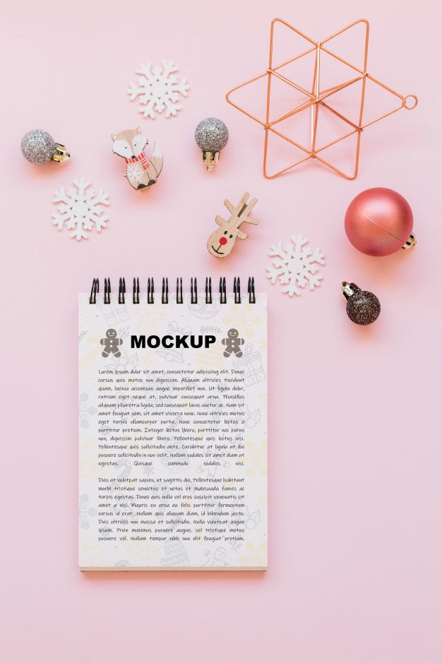 Notepad Mockup With Christmas Concept Psd