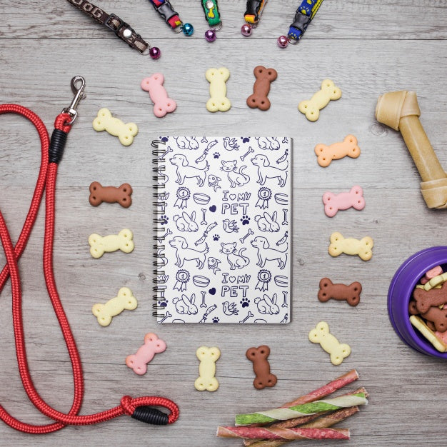 Notepad Mockup With Dog Concept Psd
