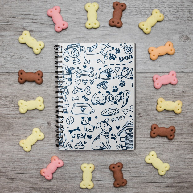 Notepad Mockup With Dog Concept Psd