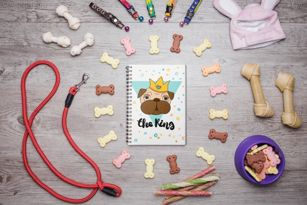 Notepad Mockup With Dog Concept Psd