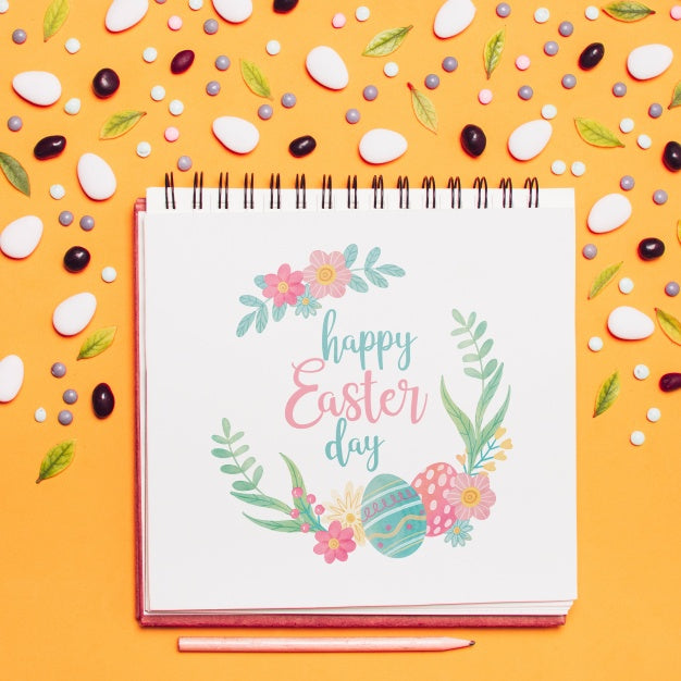 Notepad Mockup With Easter Concept Psd