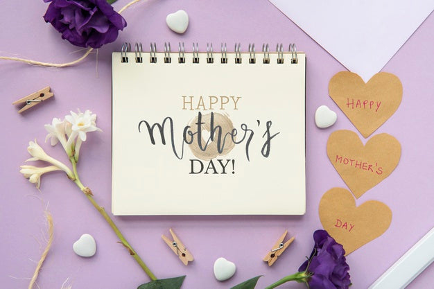 Notepad Mockup With Flat Lay Mothers Day Composition Psd