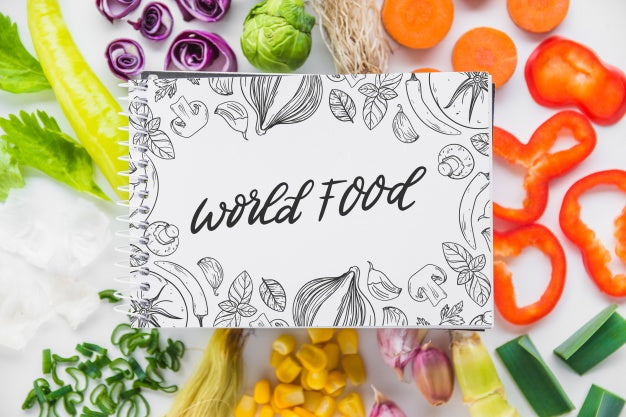 Notepad Mockup With Healthy Food Concept Psd