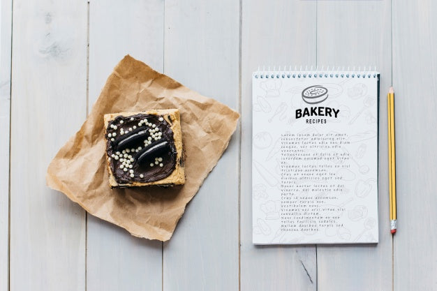 Notepad Mockup With Kitchen And Recipe Concept Psd