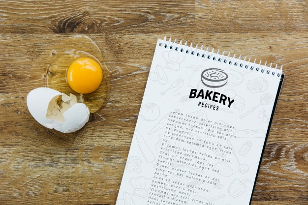 Notepad Mockup With Kitchen And Recipe Concept Psd