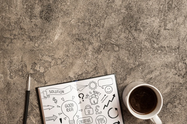 Notepad Mockup With Office Elements Psd