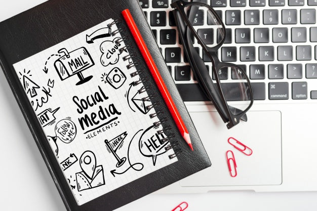 Notepad Mockup With Office Elements Psd