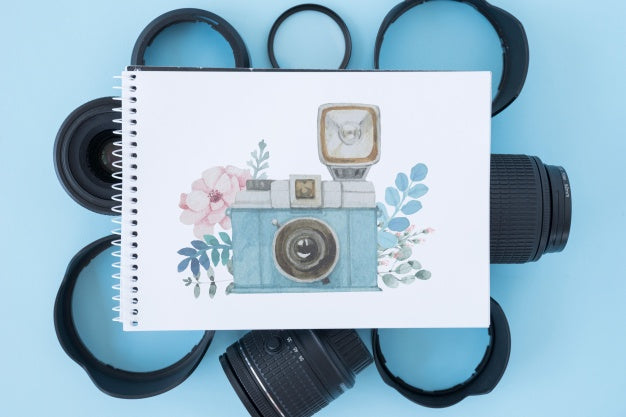 Notepad Mockup With Photography Concept Psd