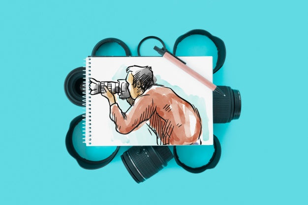 Notepad Mockup With Photography Concept Psd