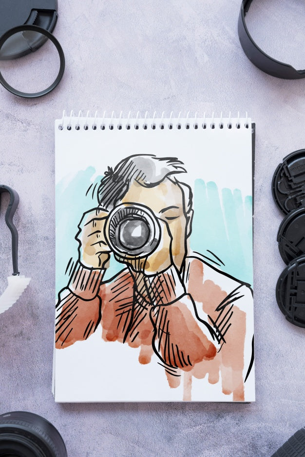 Notepad Mockup With Photography Concept Psd