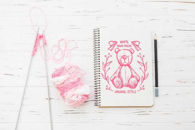 Notepad Mockup With Sewing Concept Psd
