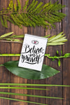 Notepad Mockup With Tropical Leaves Psd