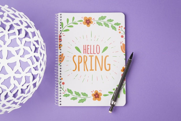 Notepad Template For Spring With Flowers Psd