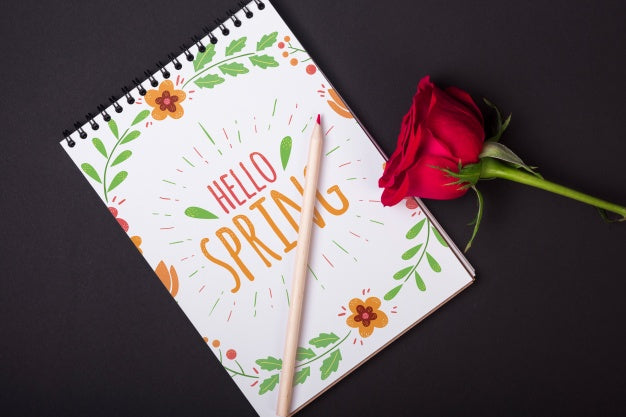 Notepad Template For Spring With Flowers Psd