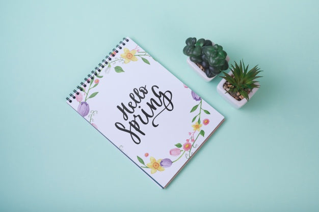 Notepad Template For Spring With Flowers Psd