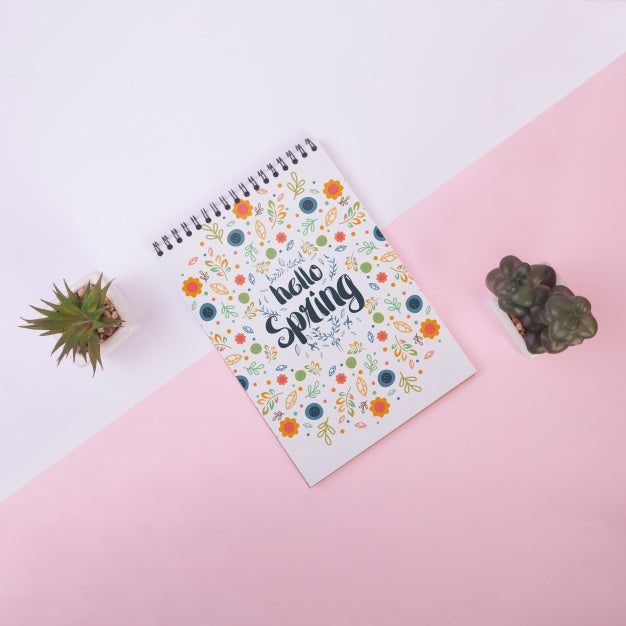 Notepad Template For Spring With Flowers Psd