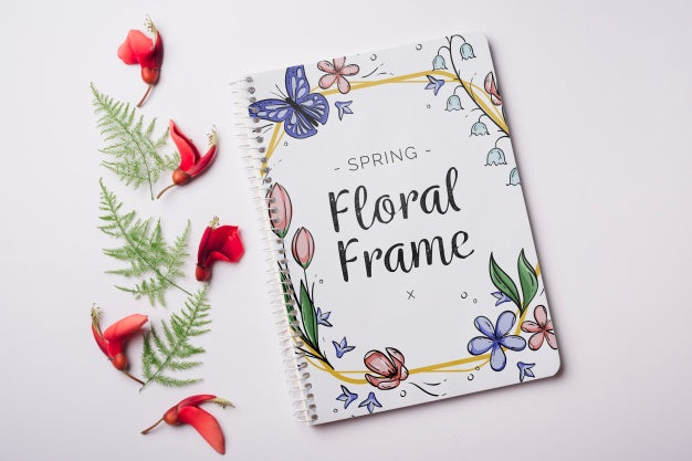 Notepad Template For Spring With Flowers Psd