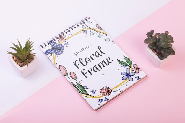 Notepad Template For Spring With Flowers Psd
