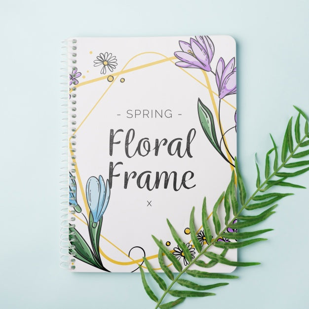 Notepad Template For Spring With Flowers Psd - Mockup Hunt
