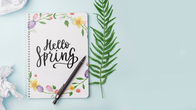 Notepad Template For Spring With Flowers Psd