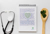 Notepad With Mint Leaves Top View Psd