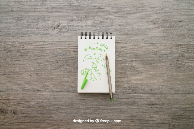 Notepad With Pencil Psd