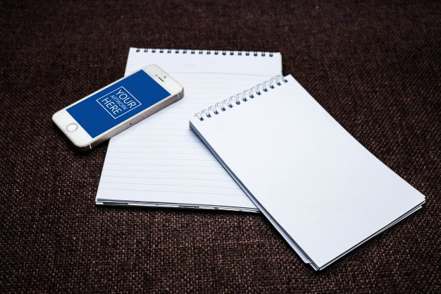 Notepad With Smartphone Mockup Psd