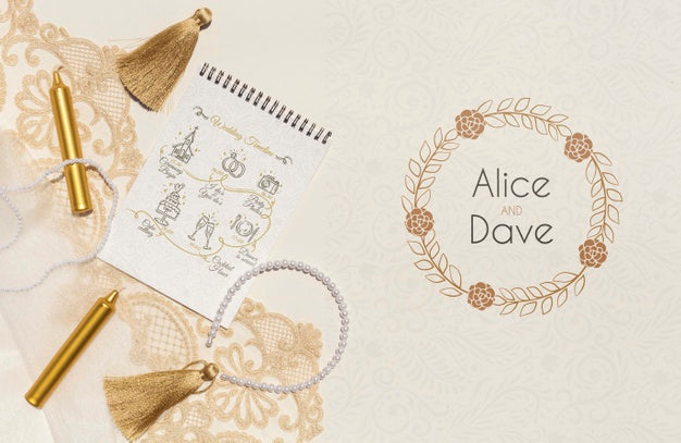 Notepad With Wedding Ideas Top View Psd