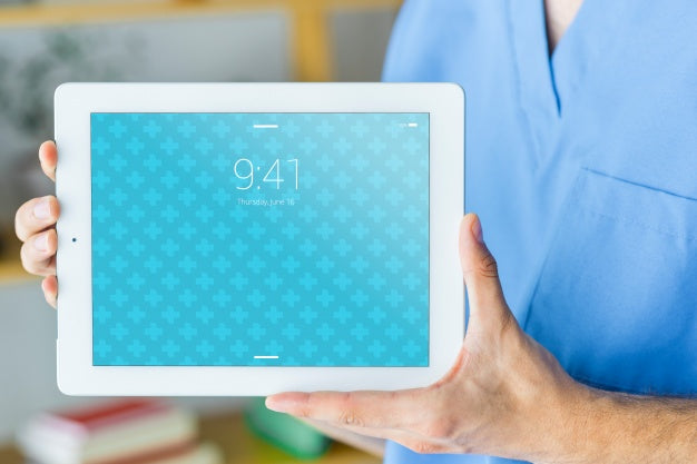 Nurse Presenting Tablet Psd