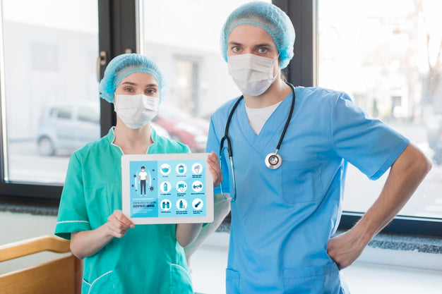 Nurses With How To Wear Mask Guide Psd