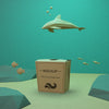 Ocean Day Concept With Paper Bag And Dolphin Psd