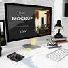 Office Desk Mock-Up With Computer Psd