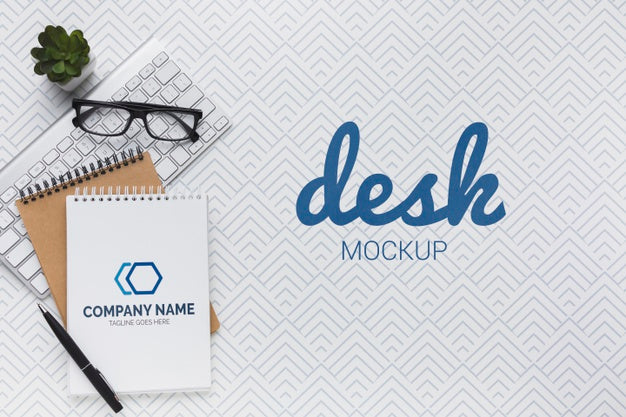 Office Desk Mock-Up With Notebook Psd